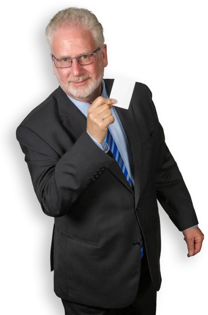 Dave Levitan holding a card